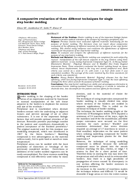 (PDF) A comparative evaluation of three different techniques for single