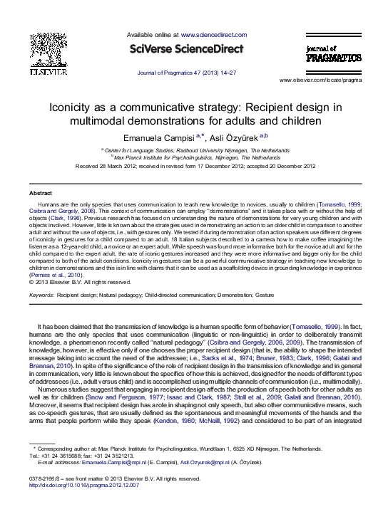 (PDF) Iconicity as a communicative strategy: Recipient design in ...