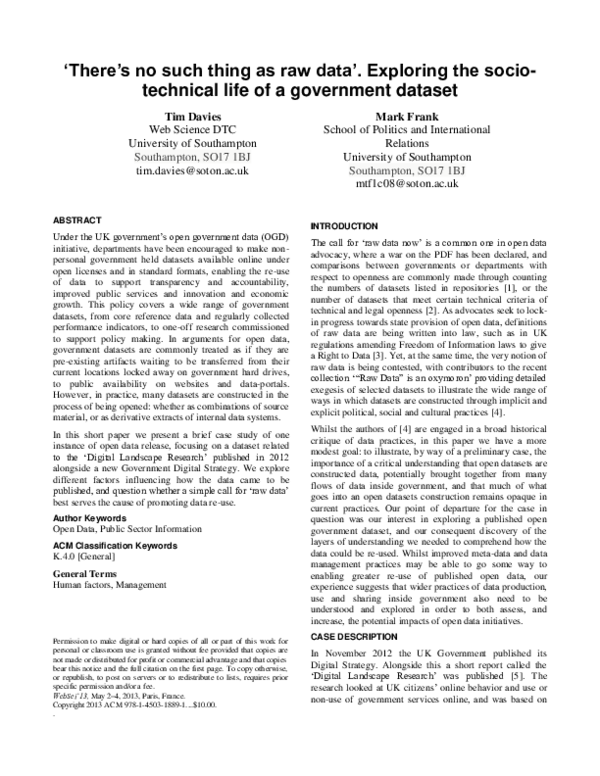 (PDF) There's no such thing as raw data