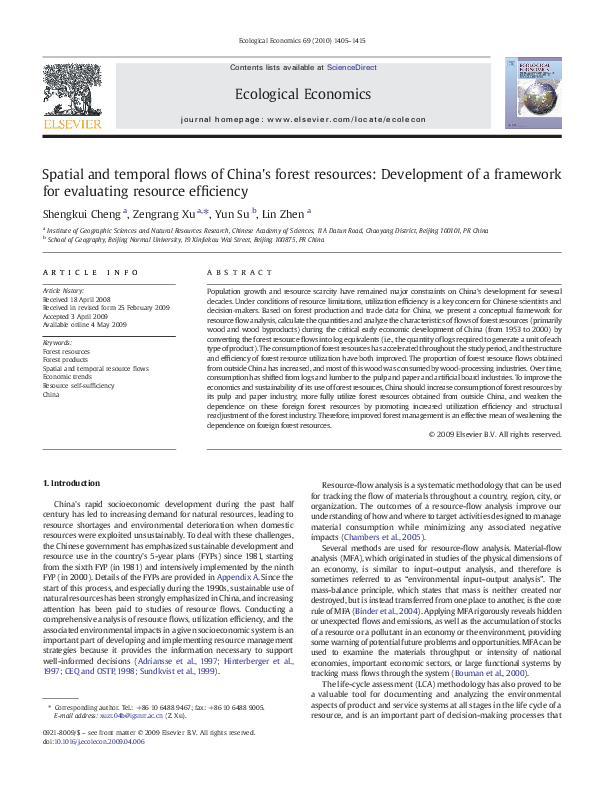 (PDF) Spatial and temporal flows of China's forest resources ...