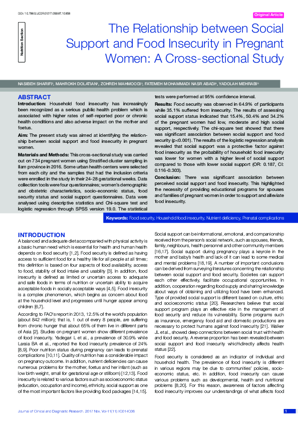 (PDF) The Relationship between Social Support and Food Insecurity in ...