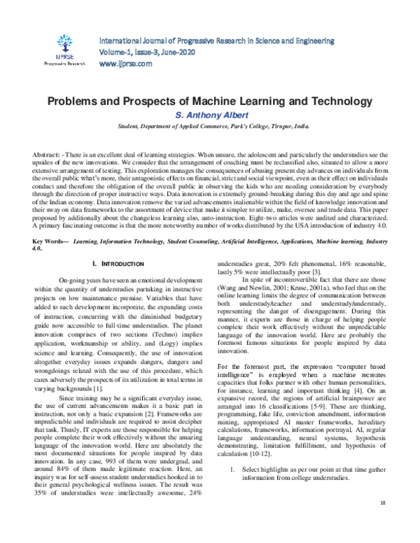 (PDF) Problems and Prospects of Machine Learning and Technology