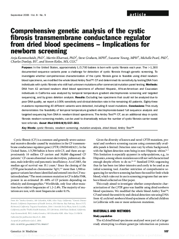 (PDF) Comprehensive genetic analysis of the cystic fibrosis ...