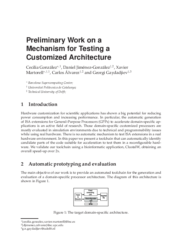 (PDF) Preliminary work on a mechanism for testing a customized architecture