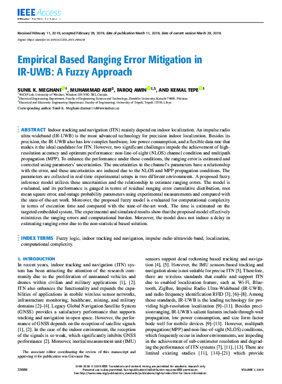 (PDF) Empirical Based Ranging Error Mitigation in IR-UWB: A Fuzzy Approach