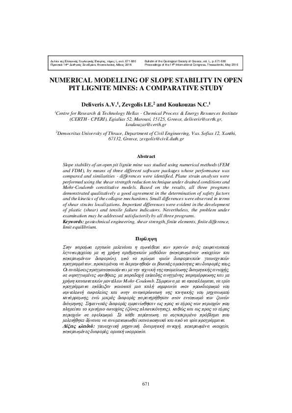 (PDF) Numerical Modelling of Slope Stability in Open Pit Lignite Mines ...