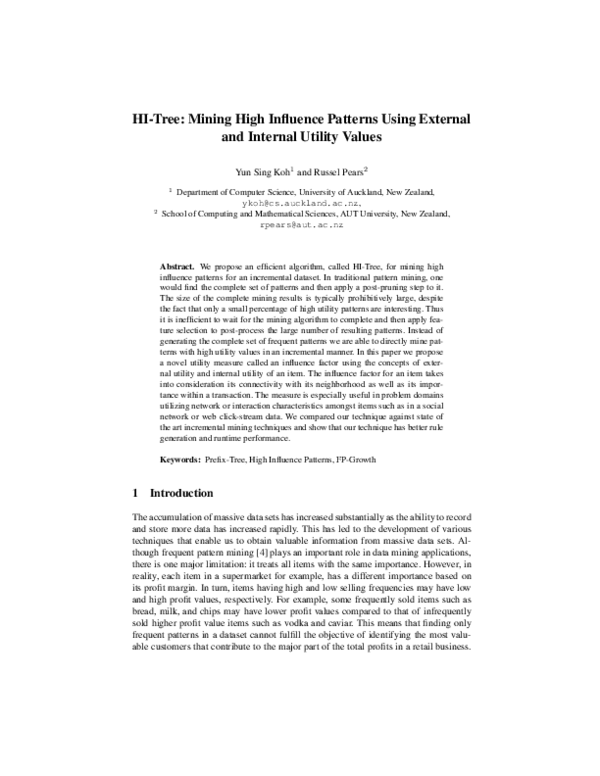 (PDF) HI-Tree: Mining High Influence Patterns Using External and ...