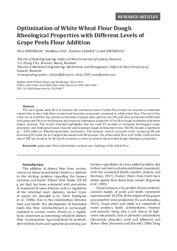 (PDF) Optimization of White Wheat Flour Dough Rheological Properties ...