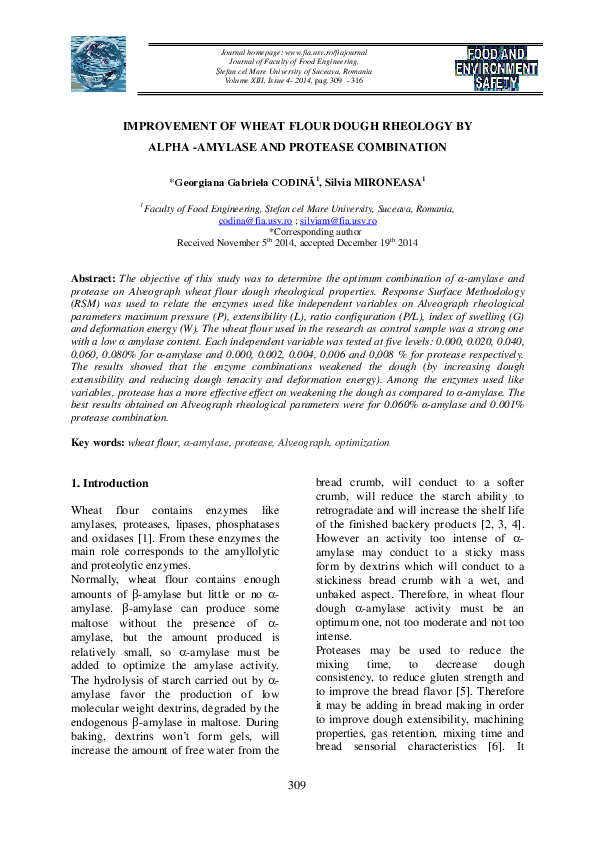 (PDF) Improvement of Wheat Flour Dough Rheology by Αlpha -Amylase and ...