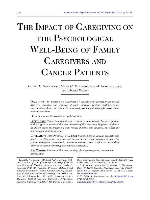 (PDF) The Impact of Caregiving on the Psychological Well-Being of ...