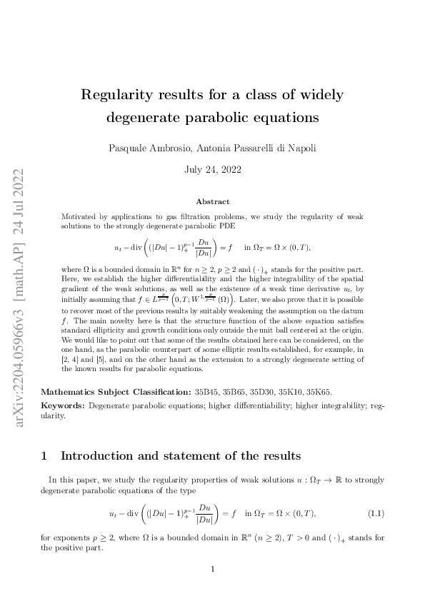 (PDF) Regularity results for a class of widely degenerate parabolic ...