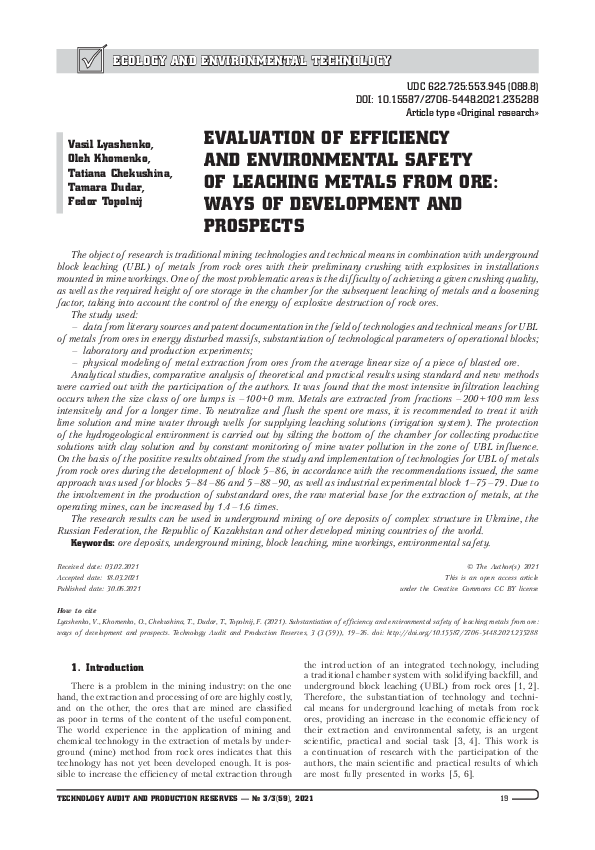 (PDF) Evaluation of efficiency and environmental safety of leaching ...