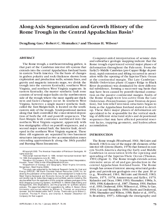(PDF) Along-Axis Segmentation and Growth History of the Rome Trough in ...