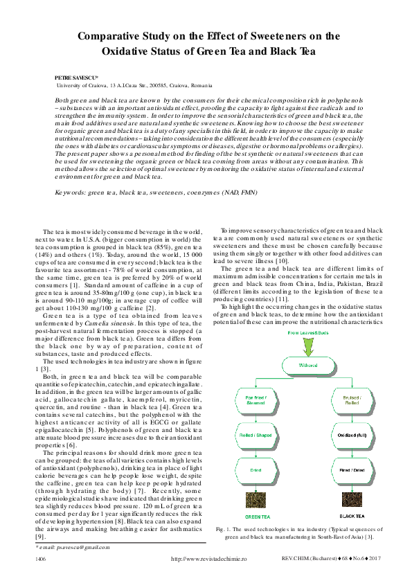 (PDF) Comparative Study on the Effect of Sweeteners on the Oxidative ...