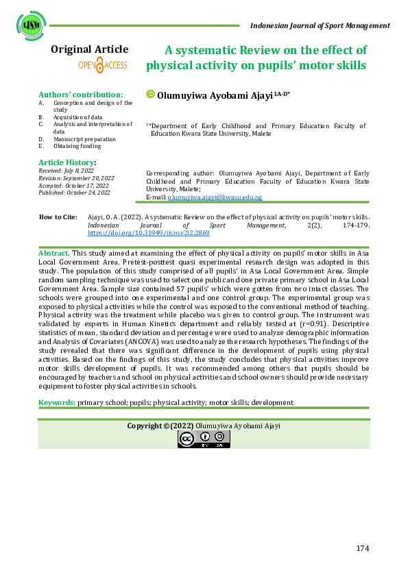 (PDF) A systematic Review on the effect of physical activity on pupils ...
