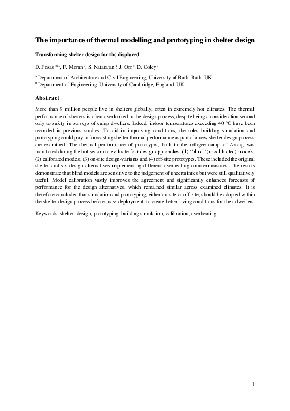 (PDF) The importance of thermal modelling and prototyping in shelter design