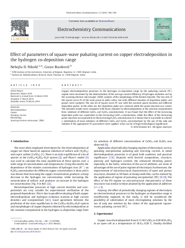 (PDF) Effect of parameters of square-wave pulsating current on copper ...