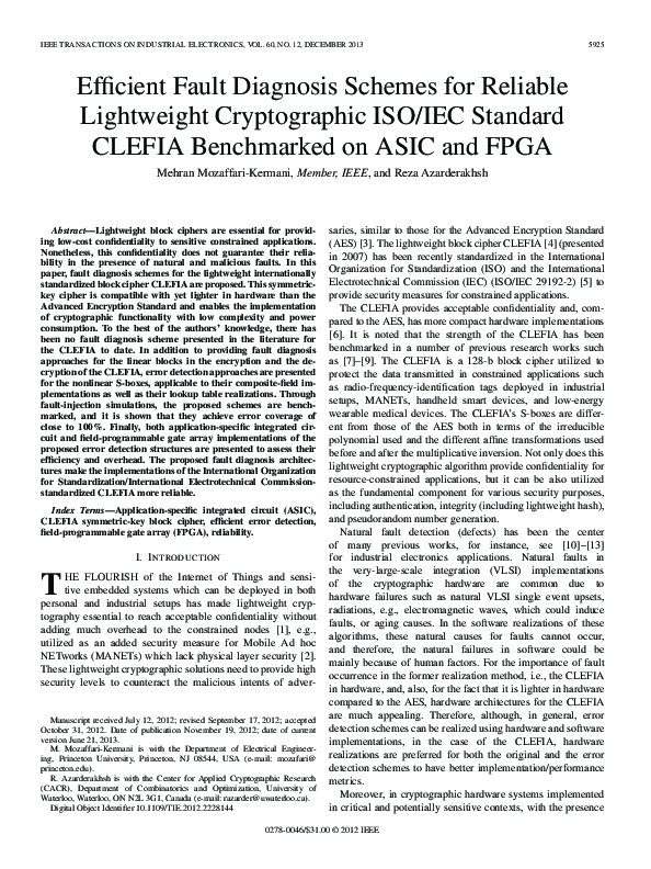 (PDF) Efficient Fault Diagnosis Schemes for Reliable Lightweight ...