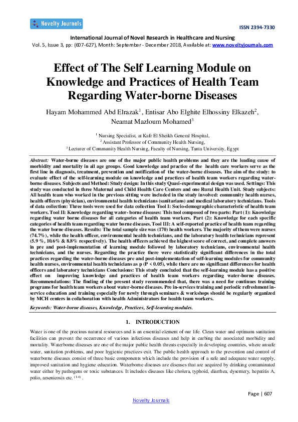 (PDF) Effect of The Self Learning Module on Knowledge and Practices of ...