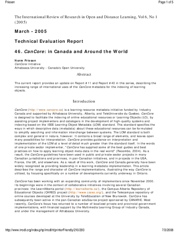 (PDF) CanCore in Canada and Around the World | Norm Friesen - Academia.edu