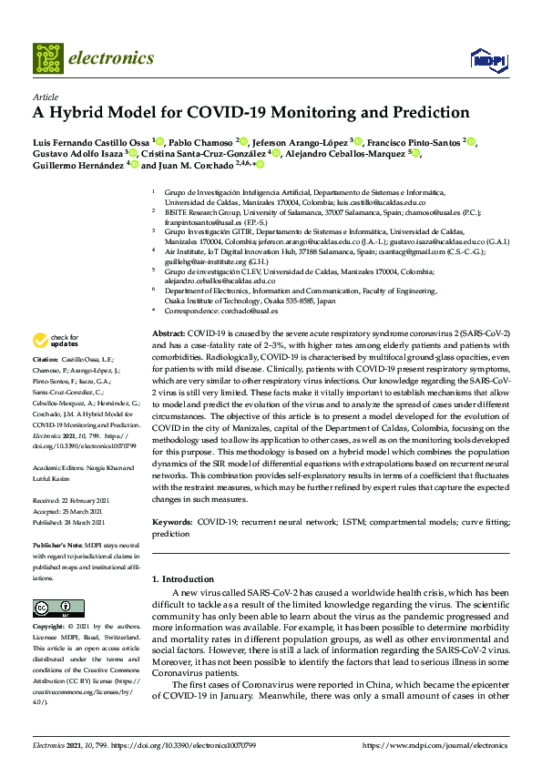 (PDF) A Hybrid Model for COVID-19 Monitoring and Prediction