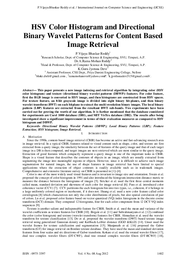 (PDF) HSV Color Histogram and Directional Binary Wavelet Patterns for ...