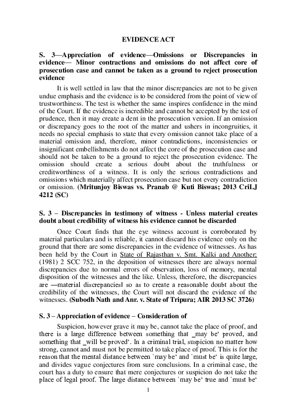 (PDF) Evidence Act Digest- Judicial Wizard