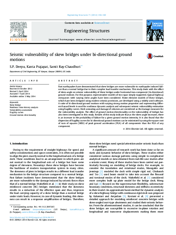 (PDF) Seismic vulnerability of skew bridges under bi-directional ground ...