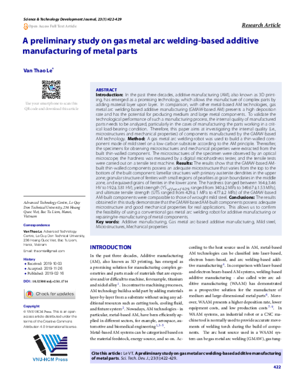 (PDF) A preliminary study on gas metal arc welding-based additive ...
