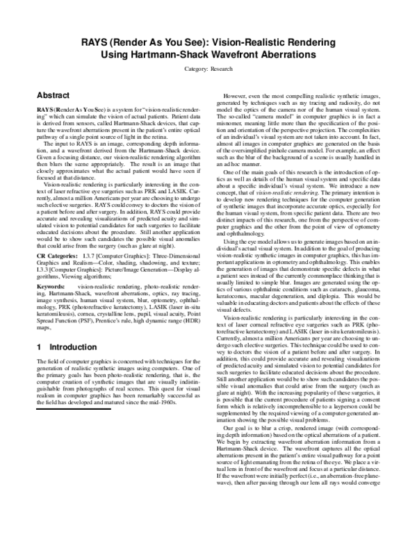 (PDF) RAYS (Render As You See): Vision-Realistic Rendering Using ...