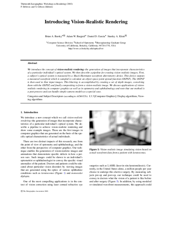 (PDF) Introducing vision-realistic rendering