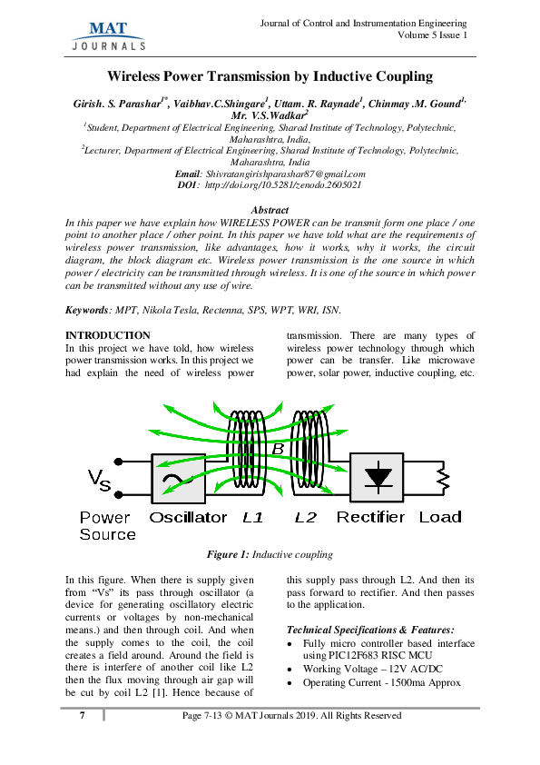 (PDF) Wireless Power Transmission by Inductive Coupling
