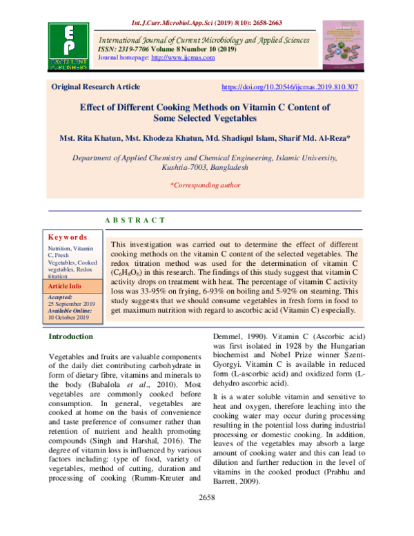 (PDF) Effects of different cooking methods on the vitamin C content of ...