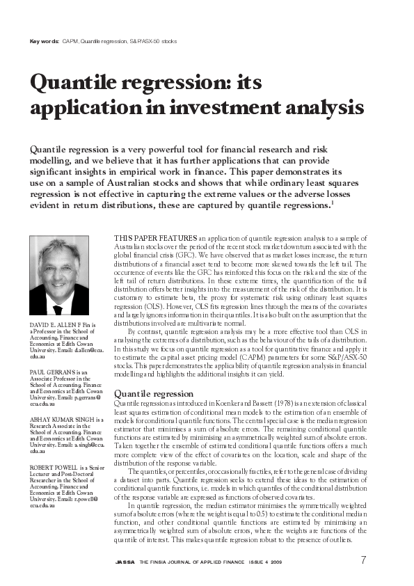 (PDF) Quantile regression: its application in investment analysis