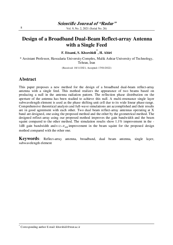 (PDF) Design of a Broadband Dual-Beam Reflect array Antenna with a ...