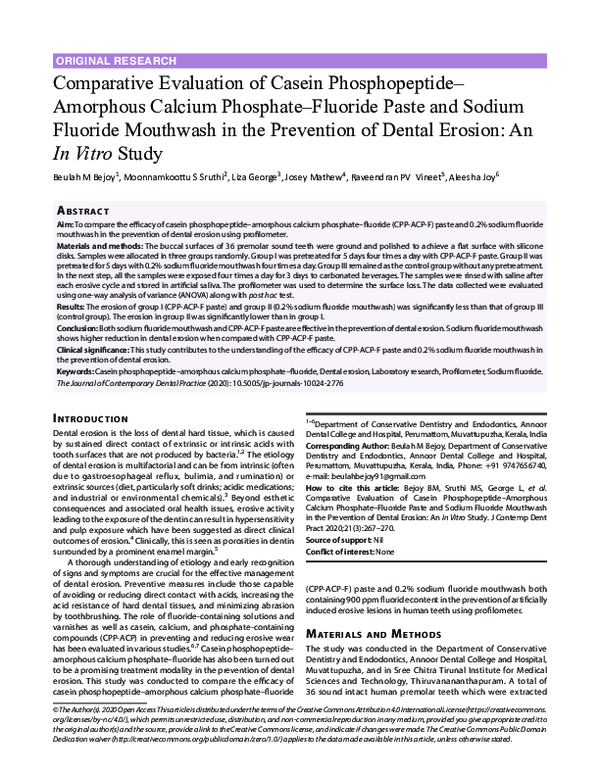 (PDF) Comparative Evaluation of Casein Phosphopeptide–Amorphous Calcium ...