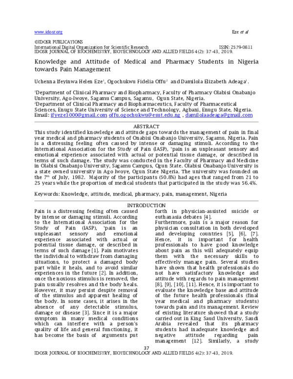 (PDF) Knowledge and Attitude of Medical and Pharmacy Students in ...