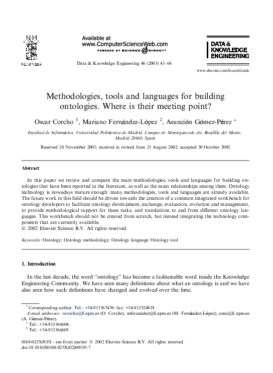 (PDF) Methodologies, tools and languages for building ontologies. Where ...