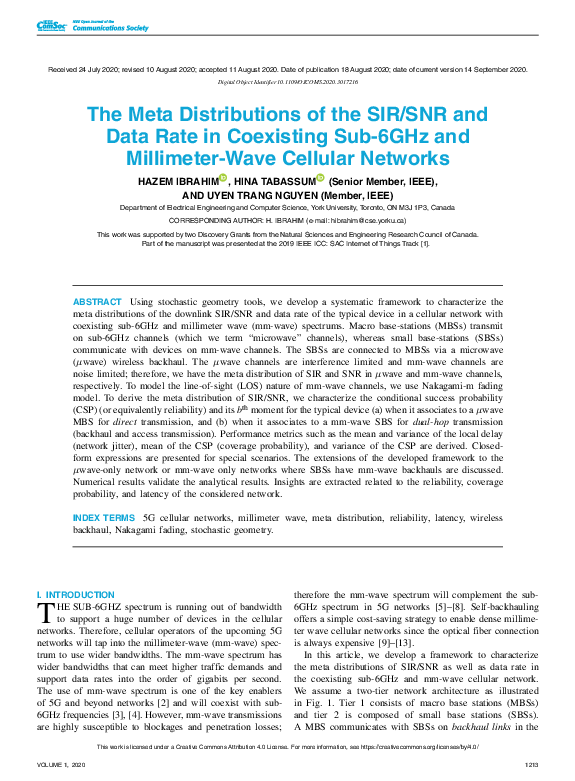 (PDF) The Meta Distributions of the SIR/SNR and Data Rate in Coexisting ...