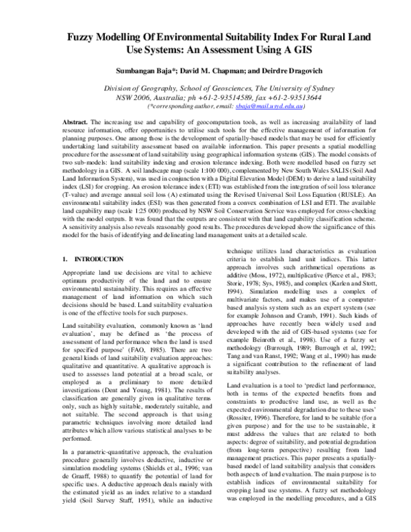 (PDF) Fuzzy Modeling of Environmental Suitability Index for Rural Land ...
