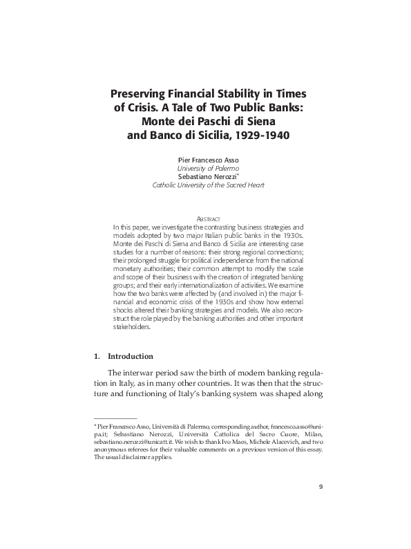 (PDF) Preserving Financial Stability in Times of Crisis. A Tale of Two ...