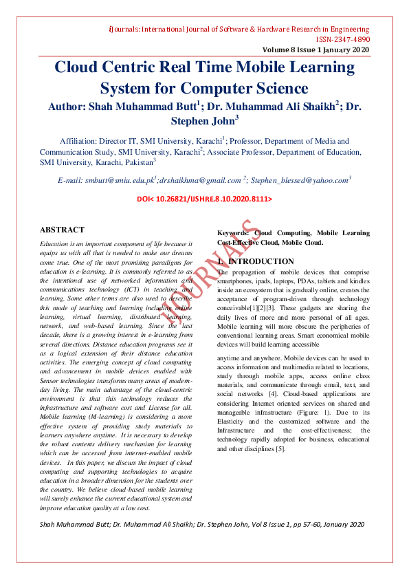 (PDF) Cloud Centric Real Time Mobile Learning System for Computer Science