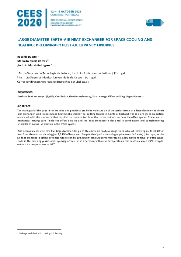 (PDF) Large Diameter Earth-Air Heat Exchanger for Space Cooling and ...