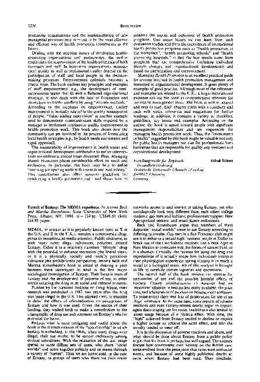 (PDF) Pursuit of Ecstasy: The MDMA Experience