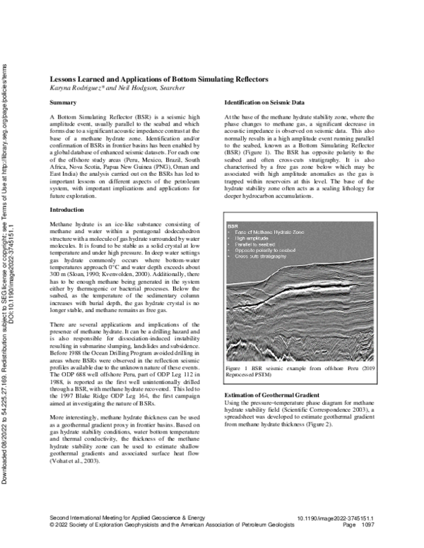 (PDF) Lessons learned and applications of bottom-simulating reflectors