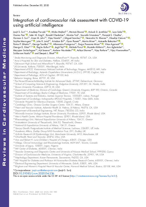 (PDF) Integration of cardiovascular risk assessment with COVID-19 using ...