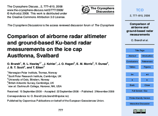 (PDF) Comparison of Airborne Radar Altimeter and Ground-based Ku-band ...