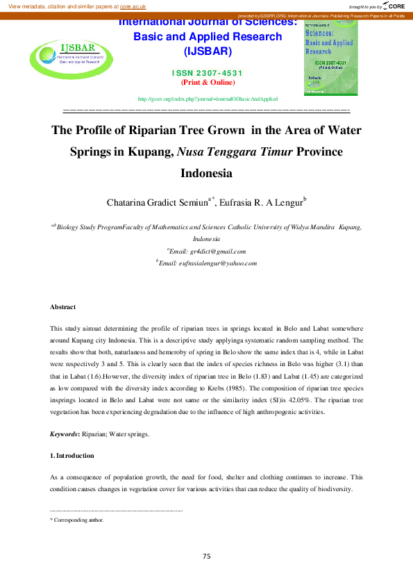 (PDF) The Profile of Riparian Tree Grown in the Area of Water Springs ...