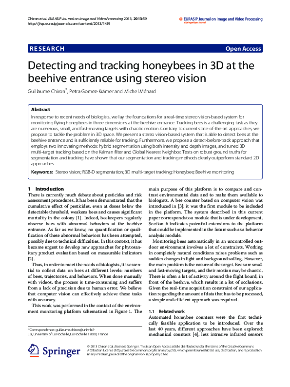 (PDF) Detecting and tracking honeybees in 3D at the beehive entrance ...