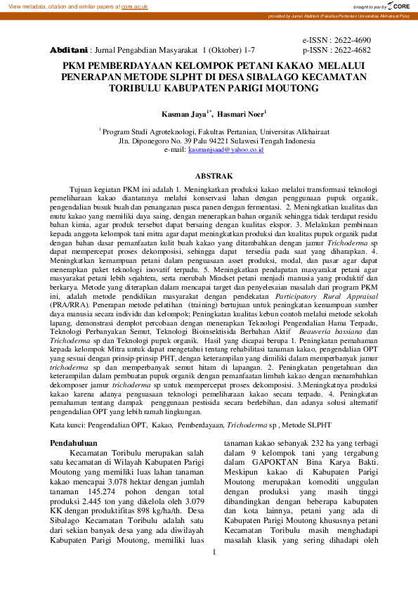 (PDF) PKM Pemberdayaan Kelompok Petani Kakao Melalui Penerapan Metode ...